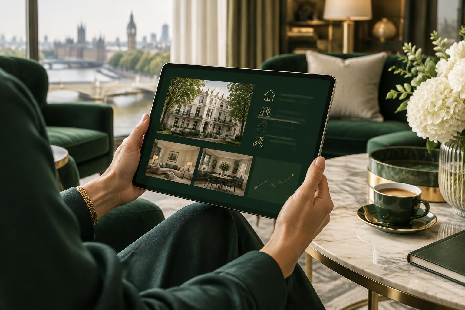 Belmont & Chase property technology displayed on a tablet